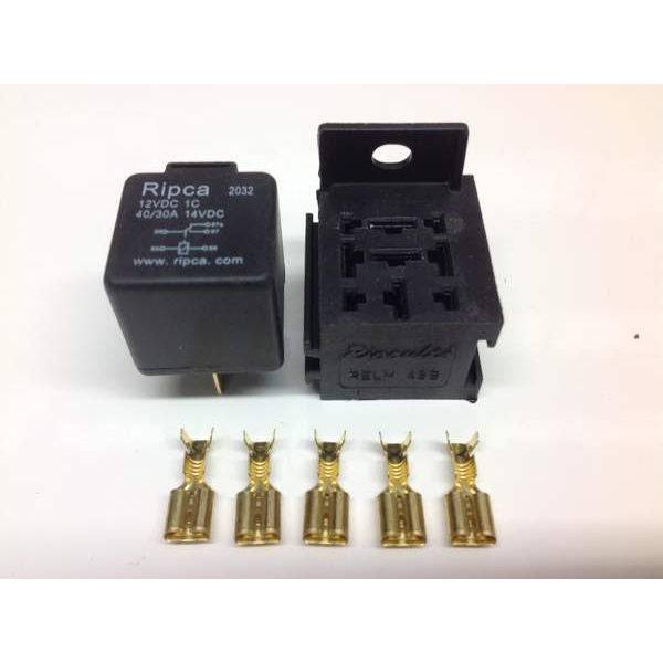 12V 40/30amp Relay 5 pin change over Relay + Relay base / holder - Simply Split Charge