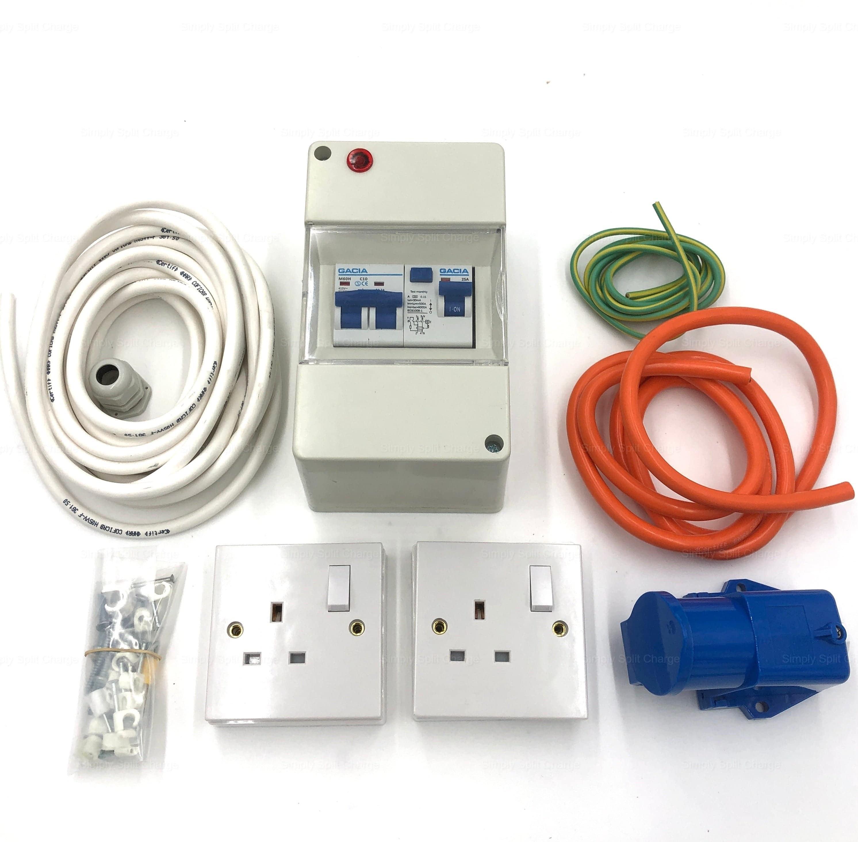 240V Mains Hook-Up Installation Kit 25a RCD + 10a Double Pole MCB - Simply Split Charge