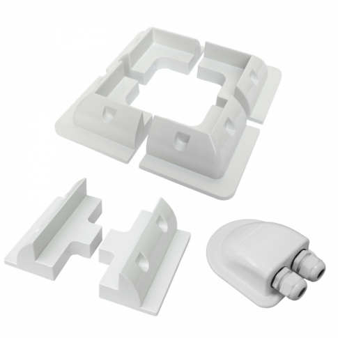 4 x Corner brackets + 2 x Side brackets ABS White Double Solar Cable Entry Gland Waterproof for 2mm² to 6mm² Cable - Simply Split Charge