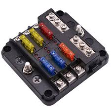 6 Way LED Fuse box with twin positive bus bars + negative bus bar