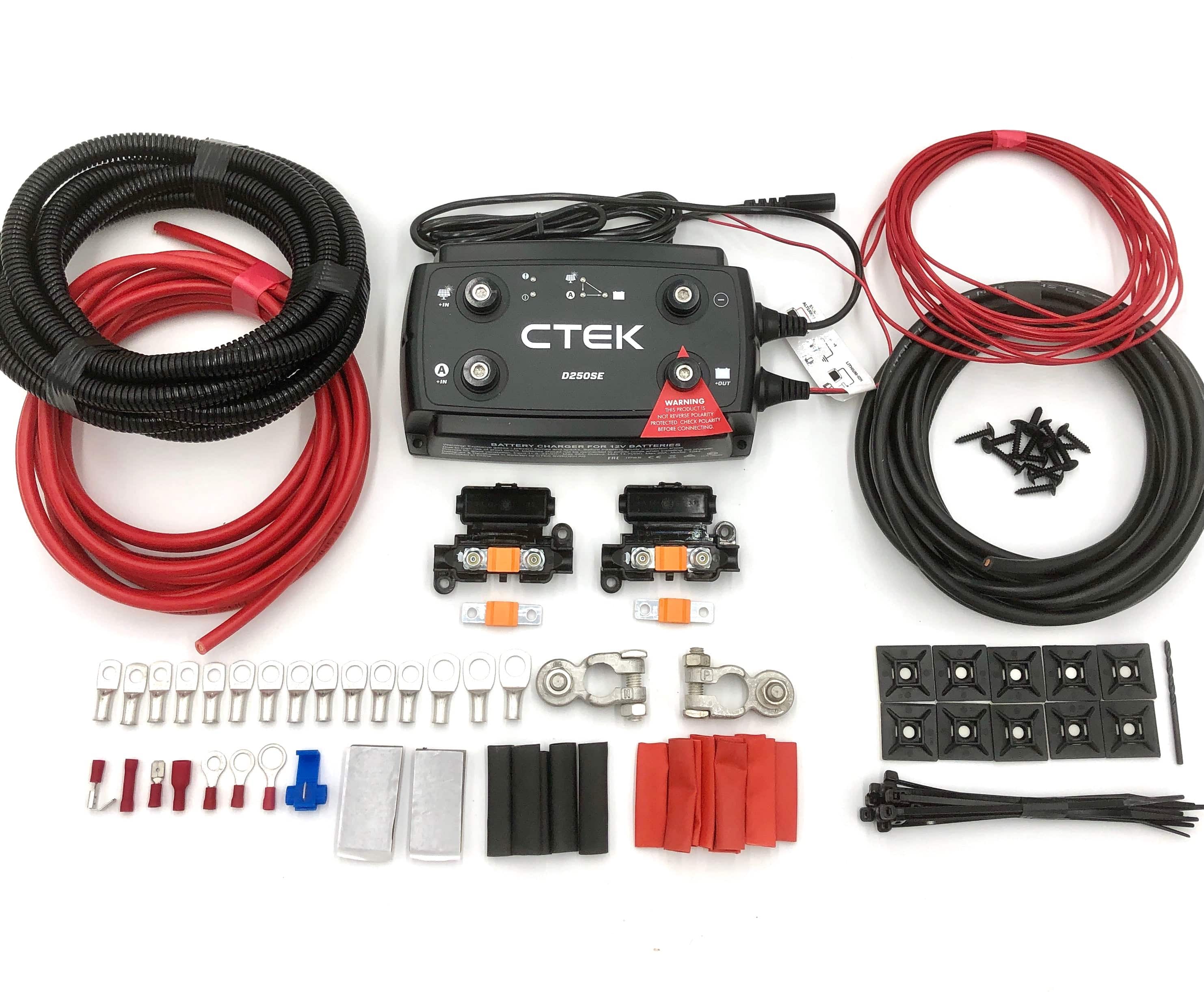 Campervan Wiring Kit with Ctek D250SE Battery to battery Charger + Fuse Box - Simply Split Charge