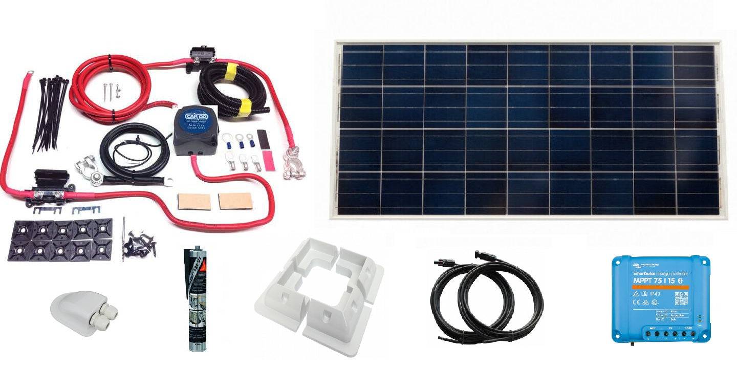 Campervan Wiring Kit with Voltage Sense Split Charge + 115 Watt Victron solar panel Kit - Simply Split Charge