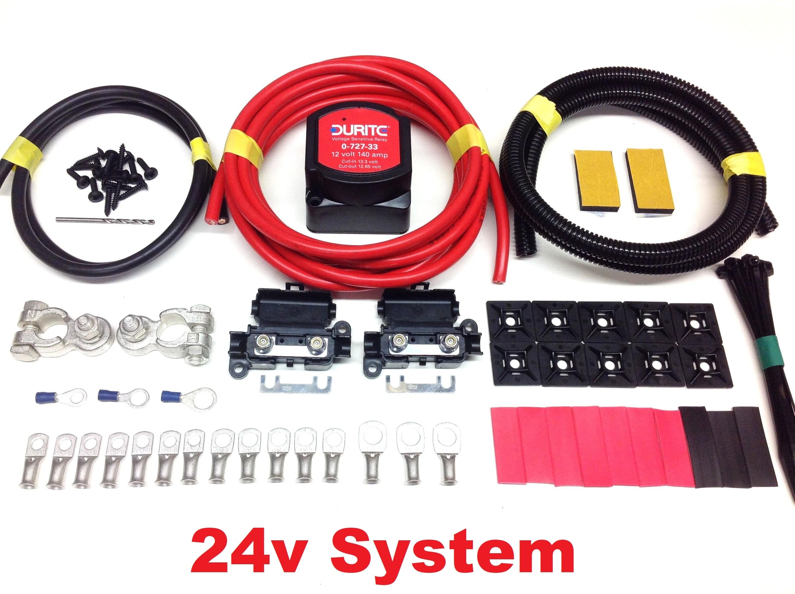 Split Charge Kit with 24V Durite 140amp VSR + 110amp 16mm2 Cable - Simply Split Charge