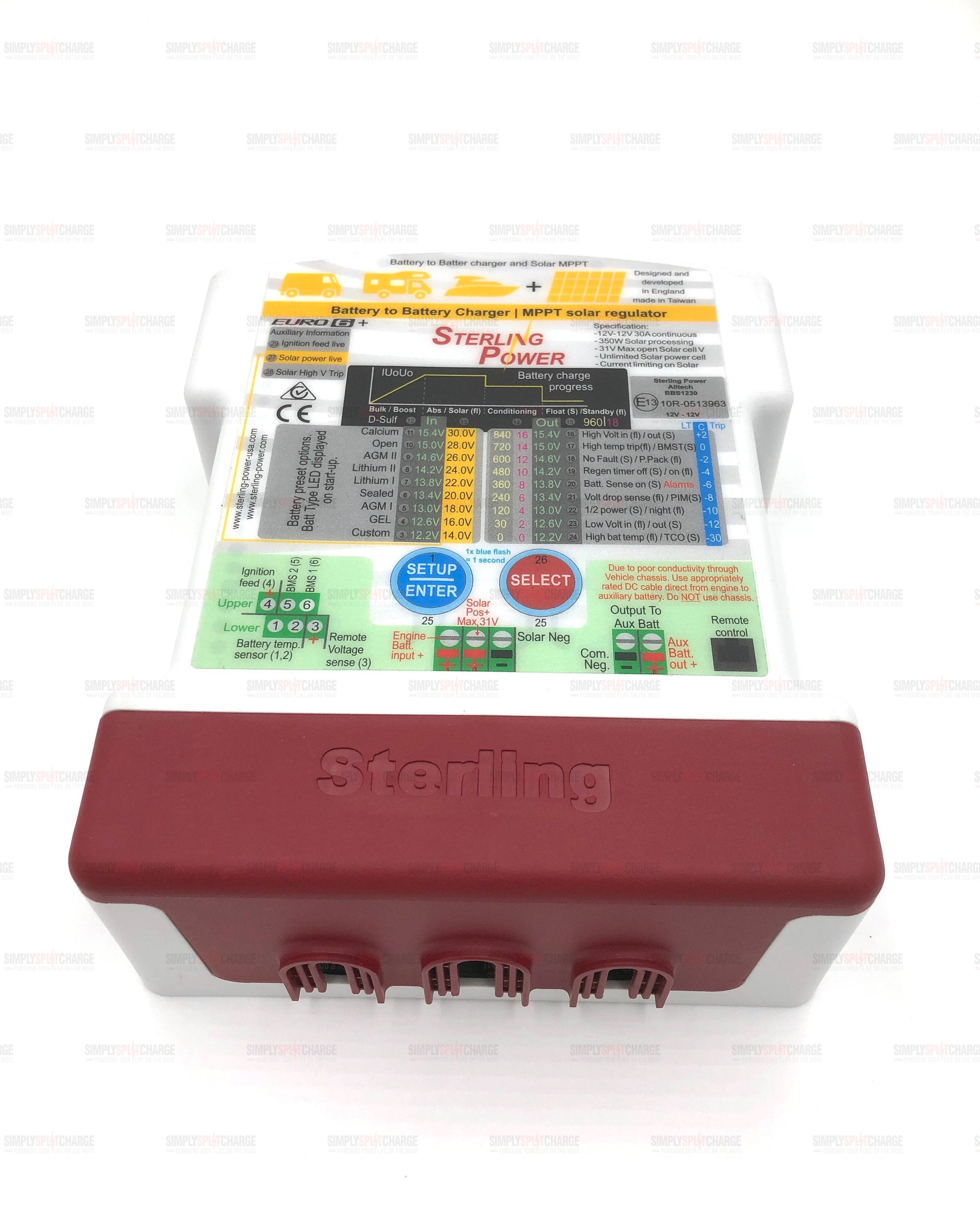 Sterling Power 12V to 12V 30amp Battery to Battery Charger w/ 350W Solar Charge Controller BBS1230 - Simply Split Charge