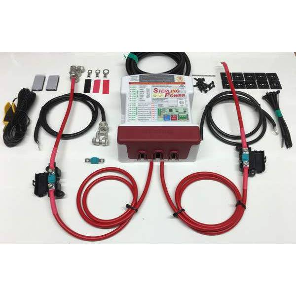 Sterling Power BB241235 24v to 12v 35amp kit with red 110amp 16mm2 leads + 8mm post type battery terminals - Simply Split Charge