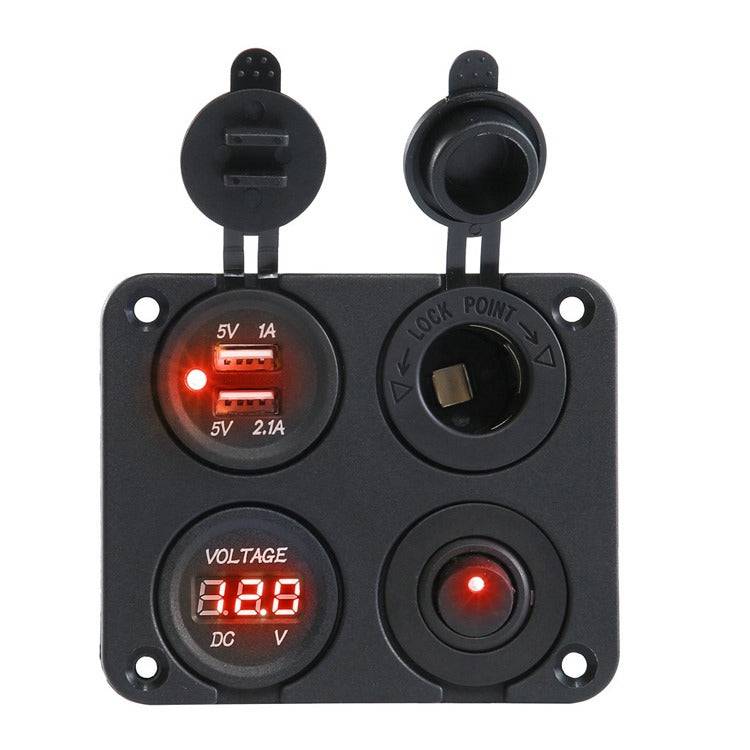 USB Power Socket + Standard 20A Power Socket + Volt Meter Panel + Switch - Simply Split Charge