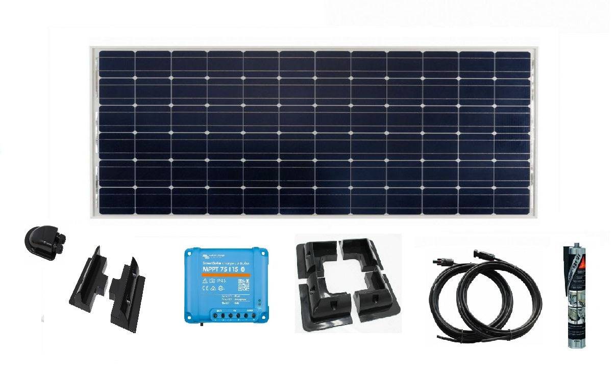 Victron 185w Solar Panel Kit with 75/15 Smart Solar MPPT + Black Mounting Kit - Simply Split Charge